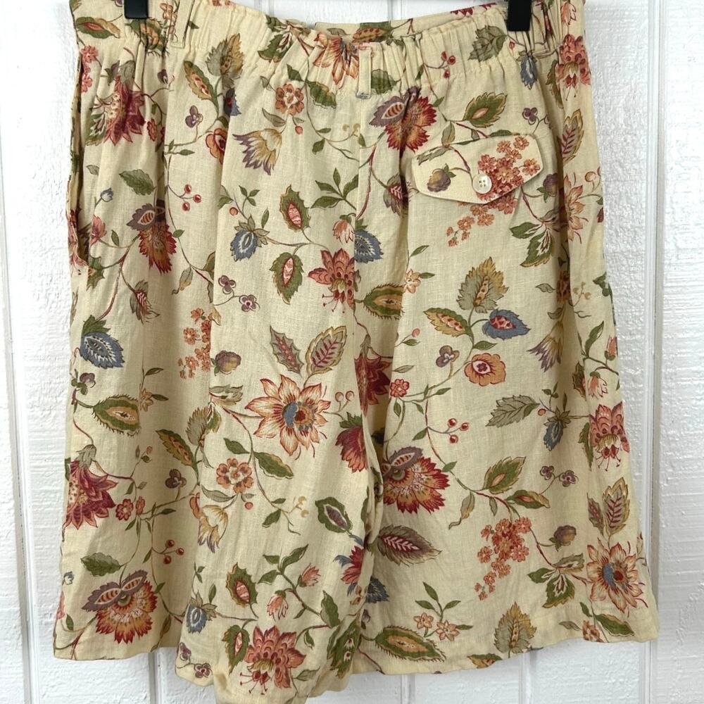 Vintage Linen Floral Mom Shorts Cottagecore Countrycore Yellow Size 12 - Picture 6 of 7